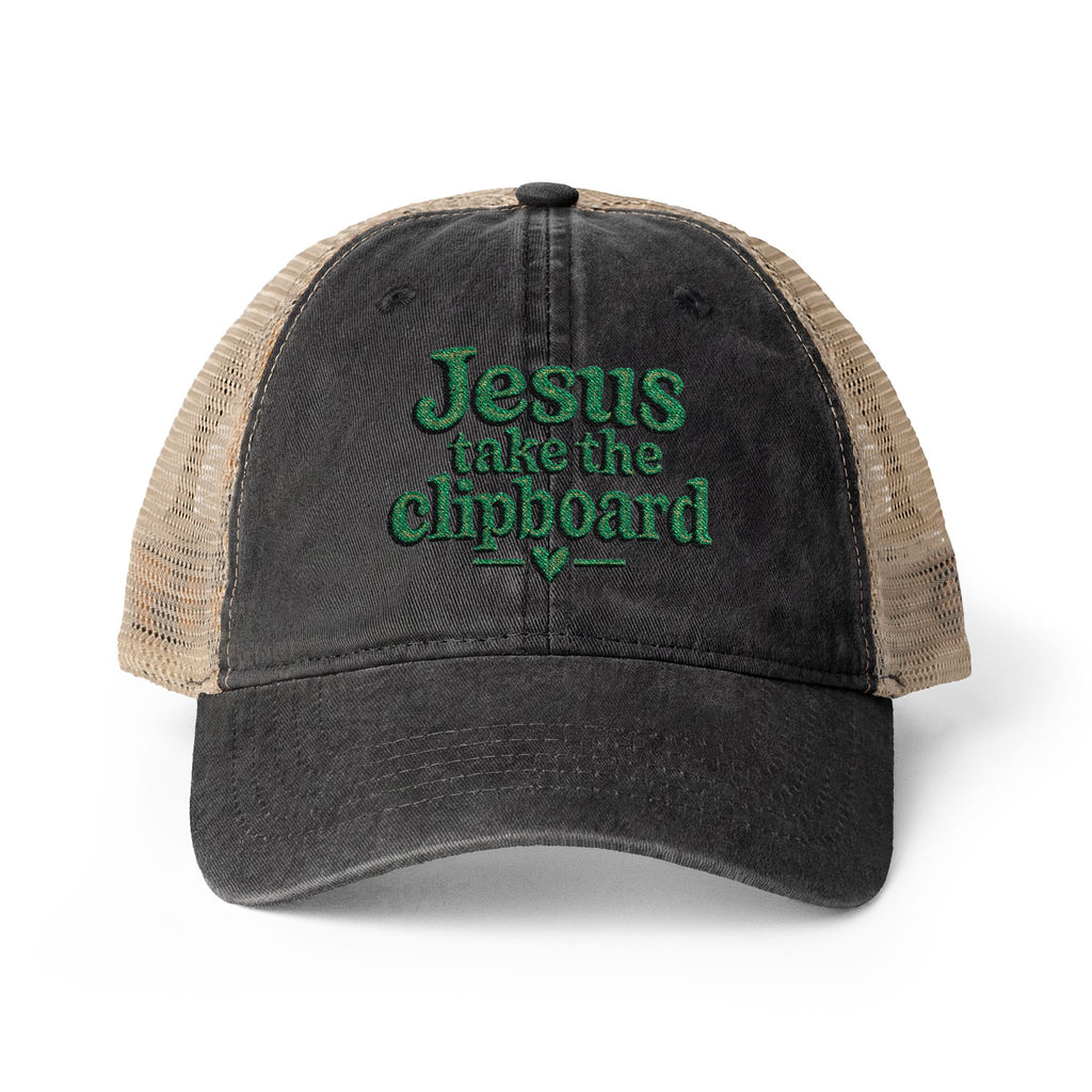 Jesus take the clipboard - Washed Mesh-Back Cap