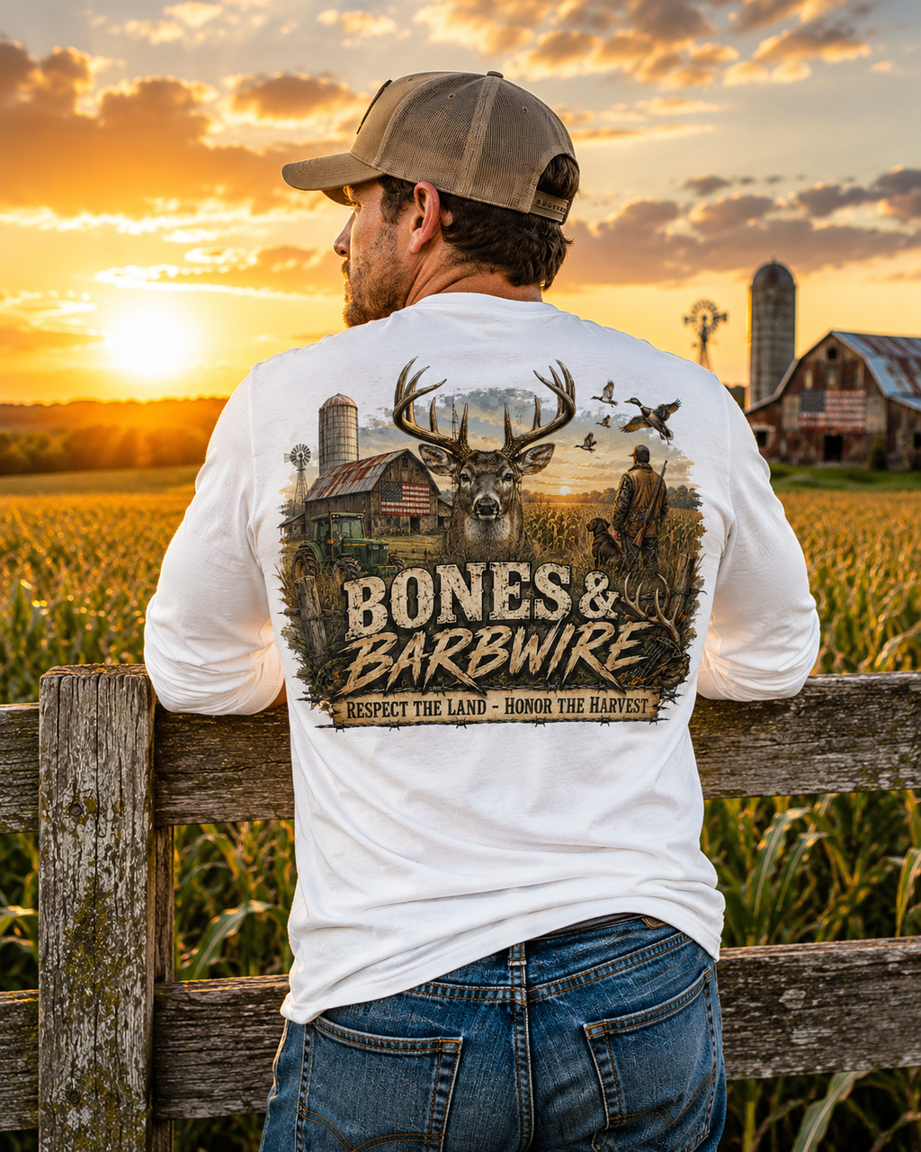 Farming Hunting  Longsleeve T-Shirt | Bones & Barbwire