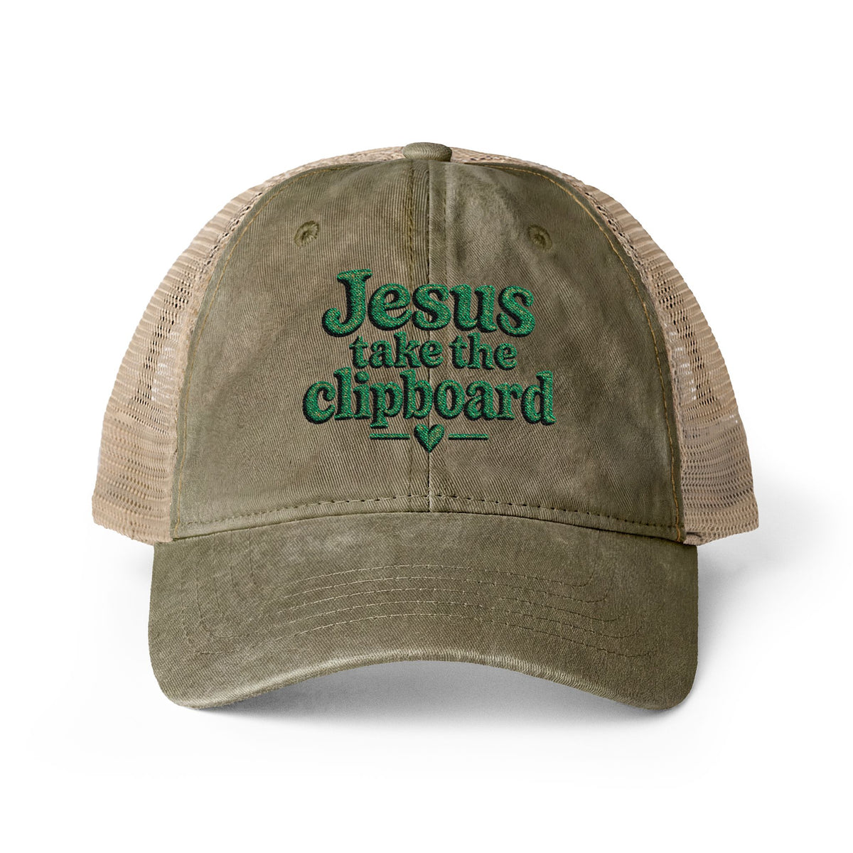 Jesus take the clipboard - Washed Mesh-Back Cap