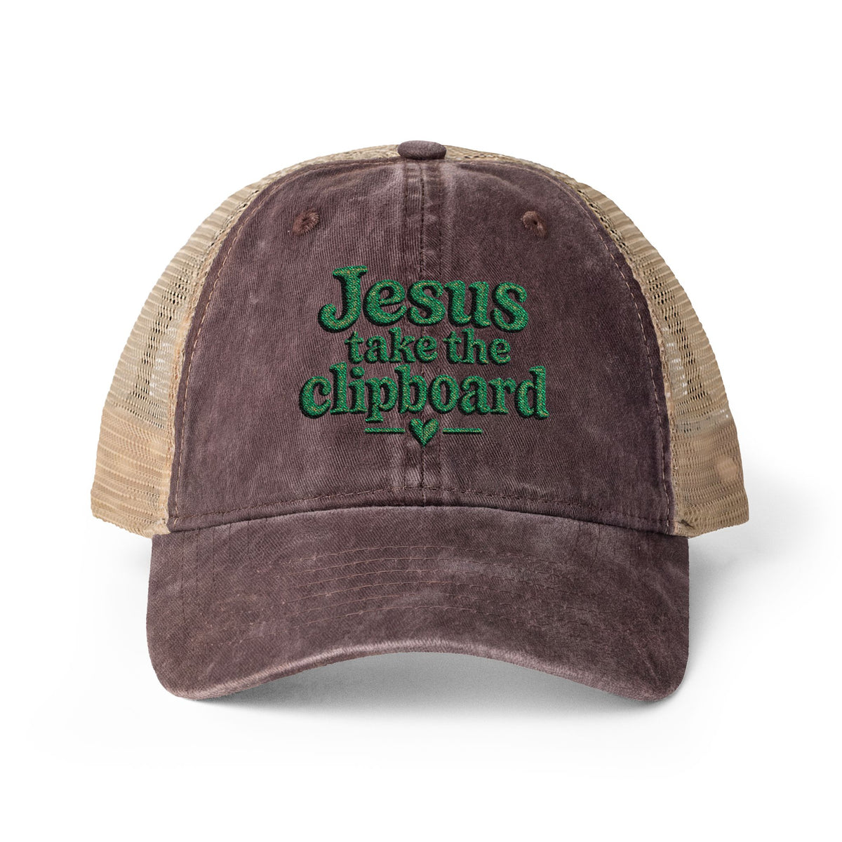 Jesus take the clipboard - Washed Mesh-Back Cap
