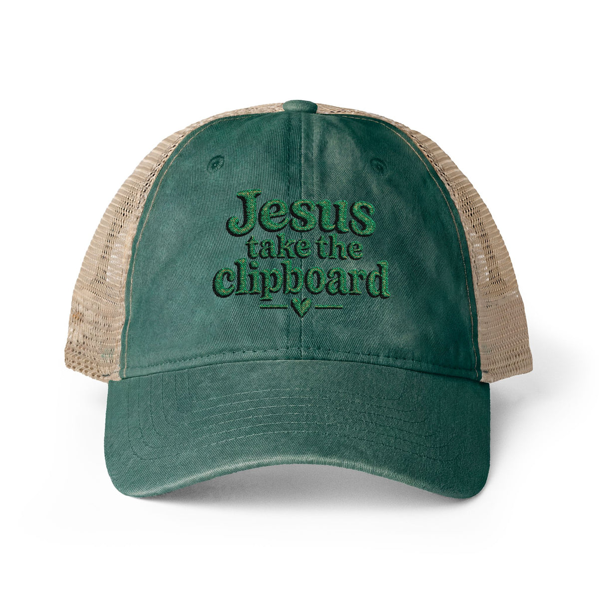 Jesus take the clipboard - Washed Mesh-Back Cap