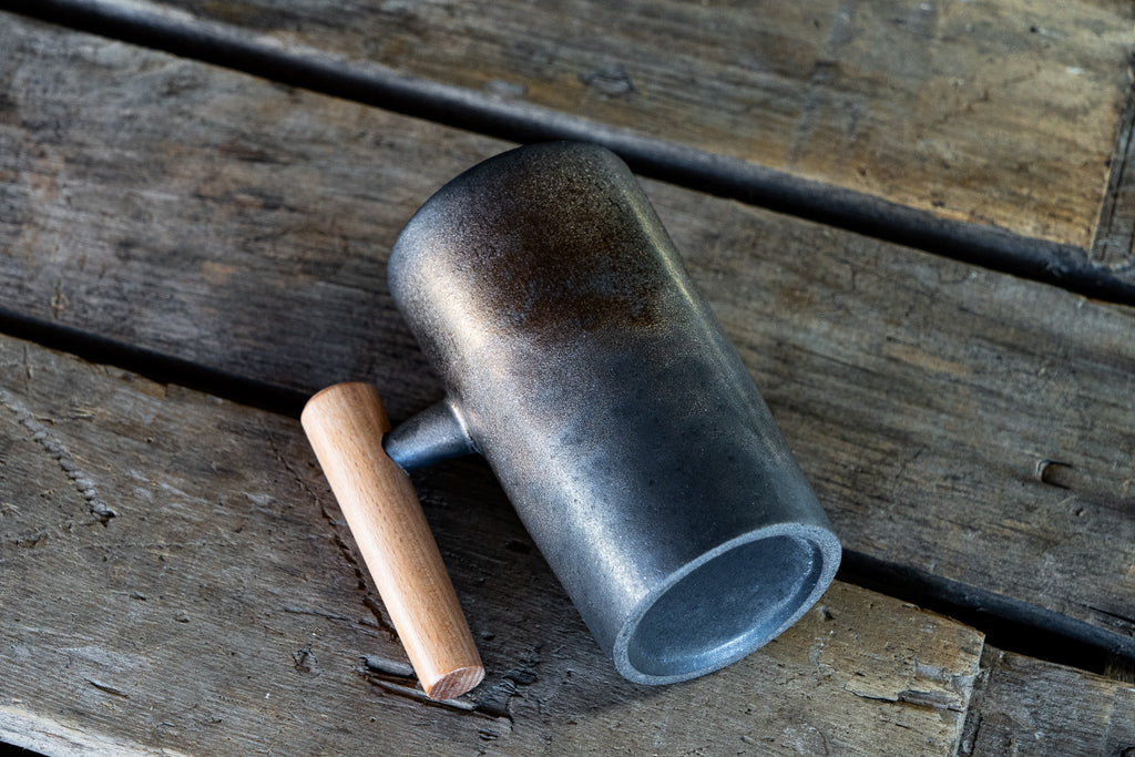 Industrial-Chic Mug with Wooden Handle