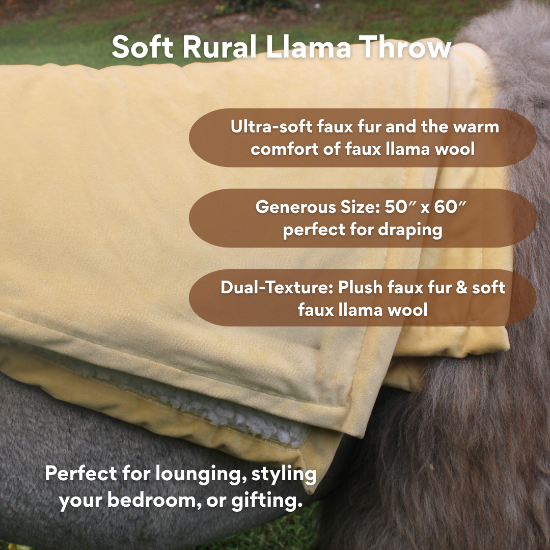 Rural Llama Throw: Soft Faux Fur & Faux Llama Wool